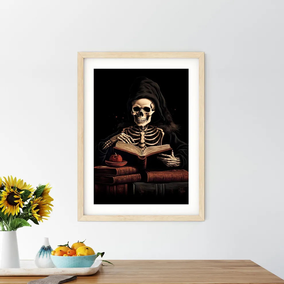 Skeleton Wearing A Hood And Holding A Book A - Kitchen Hangings