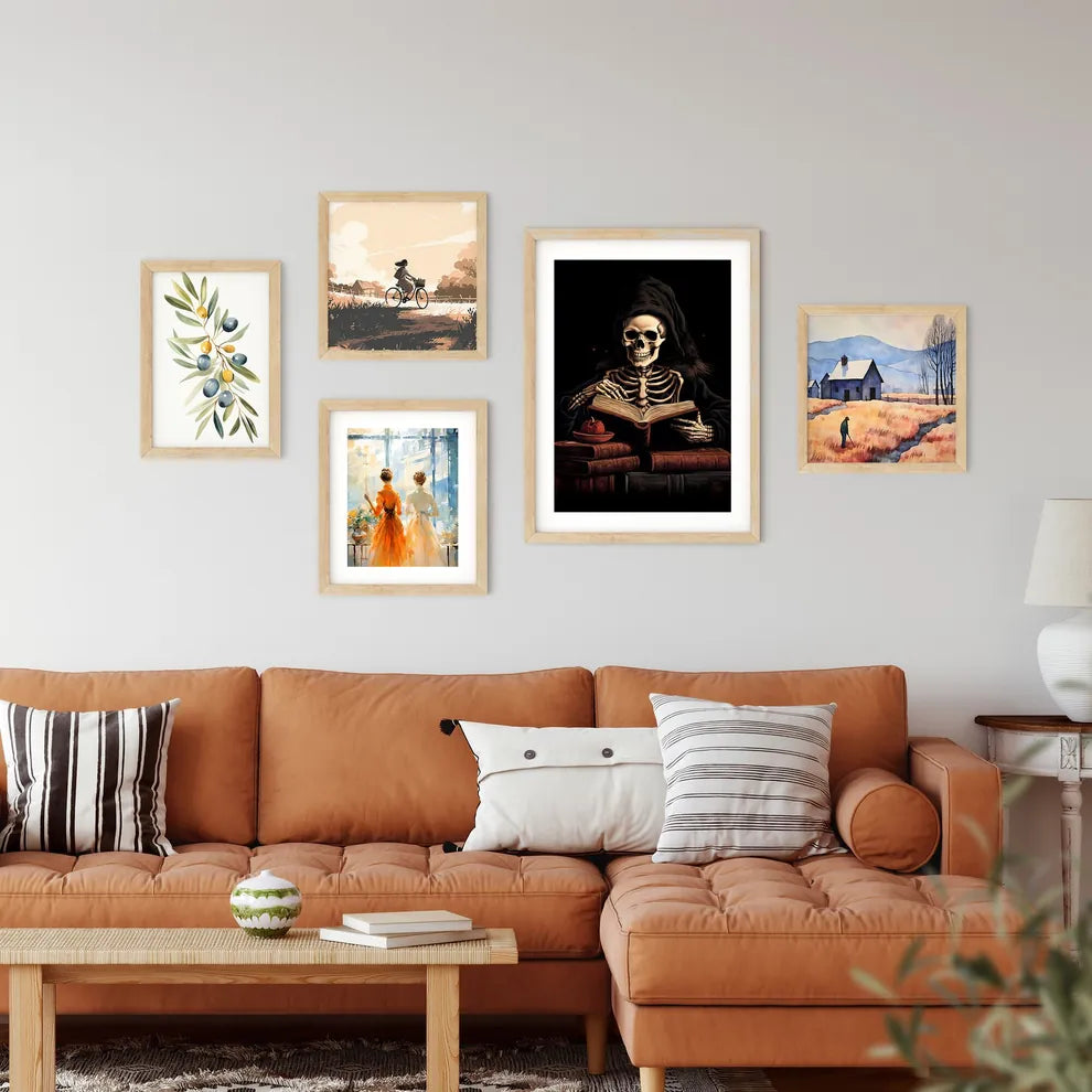 Skeleton Wearing A Hood And Holding A Book A Framed Print