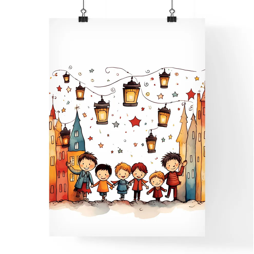 Group Of Children Standing In Front Of A Cit Poster