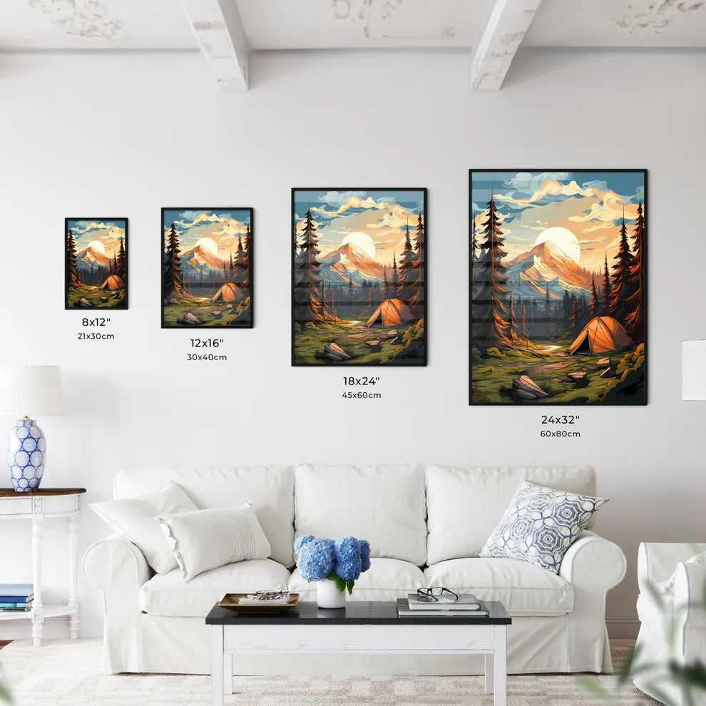 Painting Of A Tent In A Forest Art Prin Wall Art