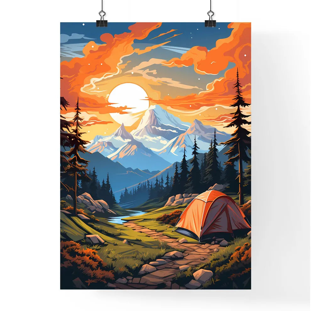 Painting Of A Tent In A Forest Art Prin Poster