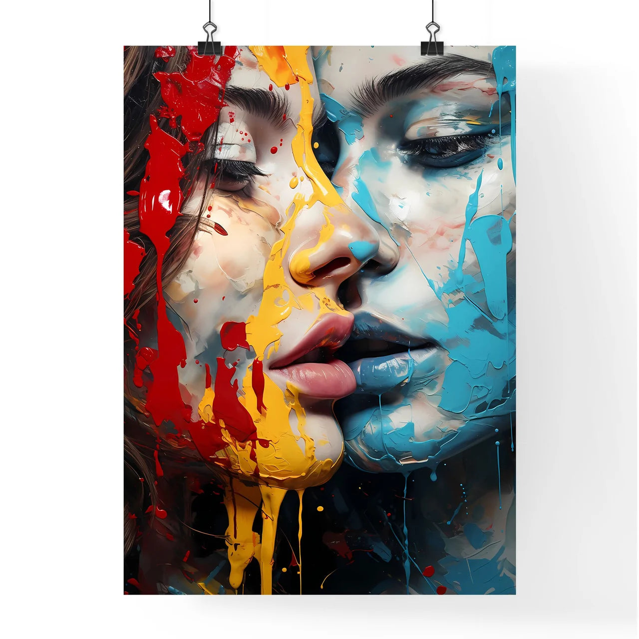 Two Women With Paint On Their Face Art Prin Poster