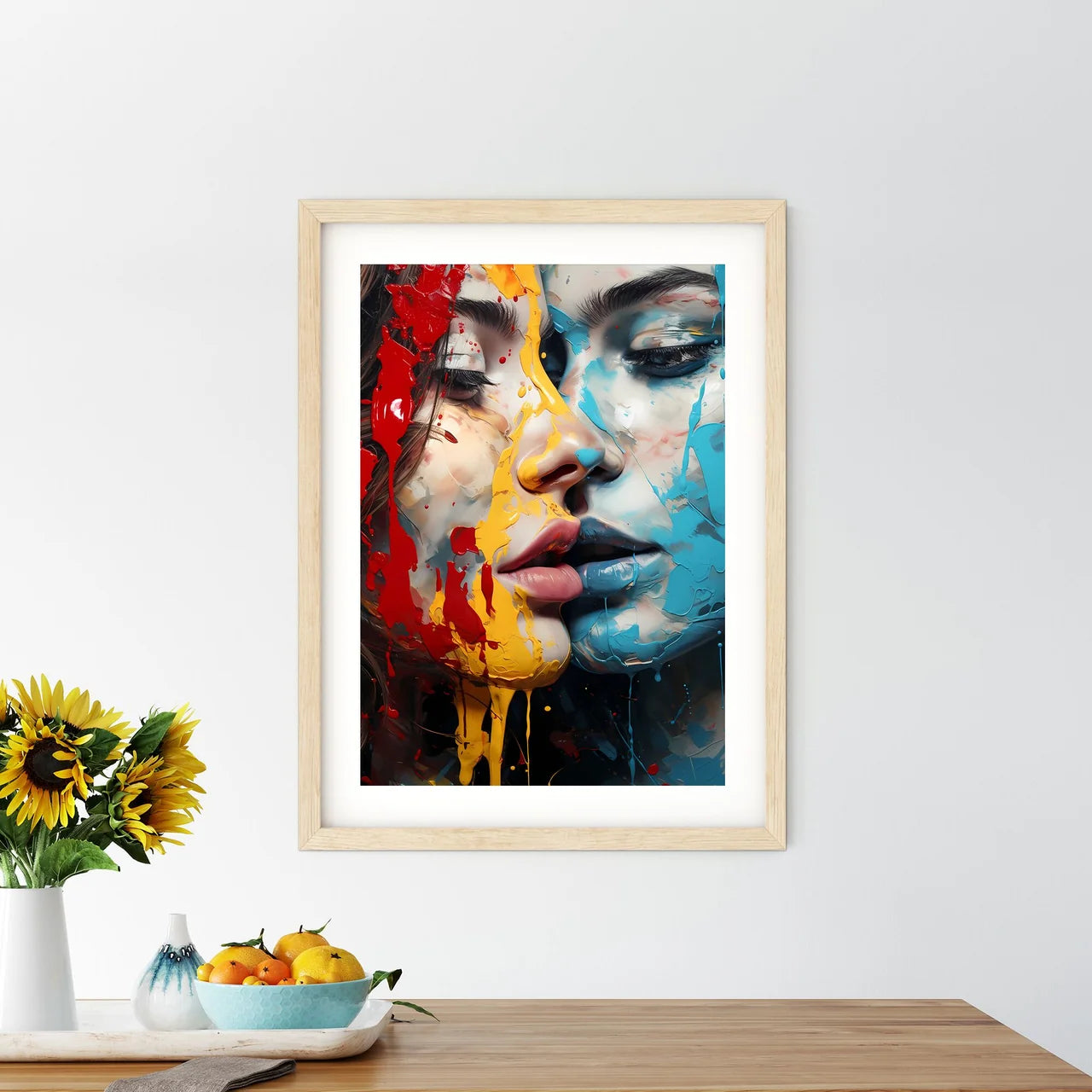 Two Women With Paint On Their Face Art Prin - Kitchen Hangings
