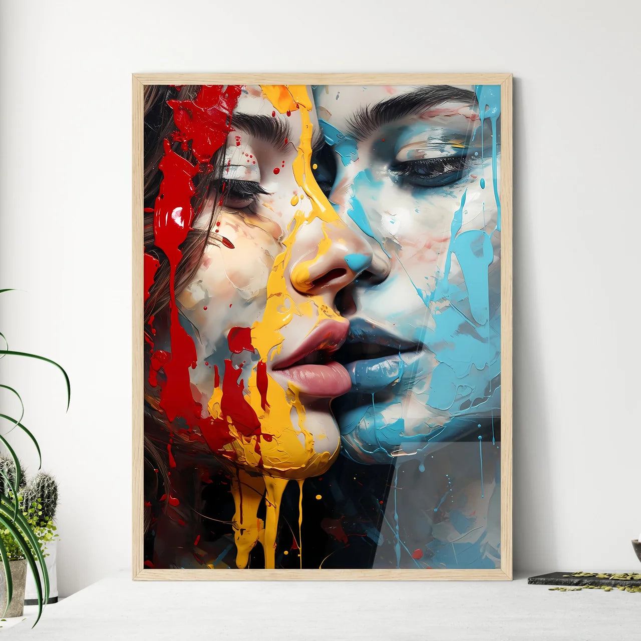 Two Women With Paint On Their Face Art Prin - Framed Art Print