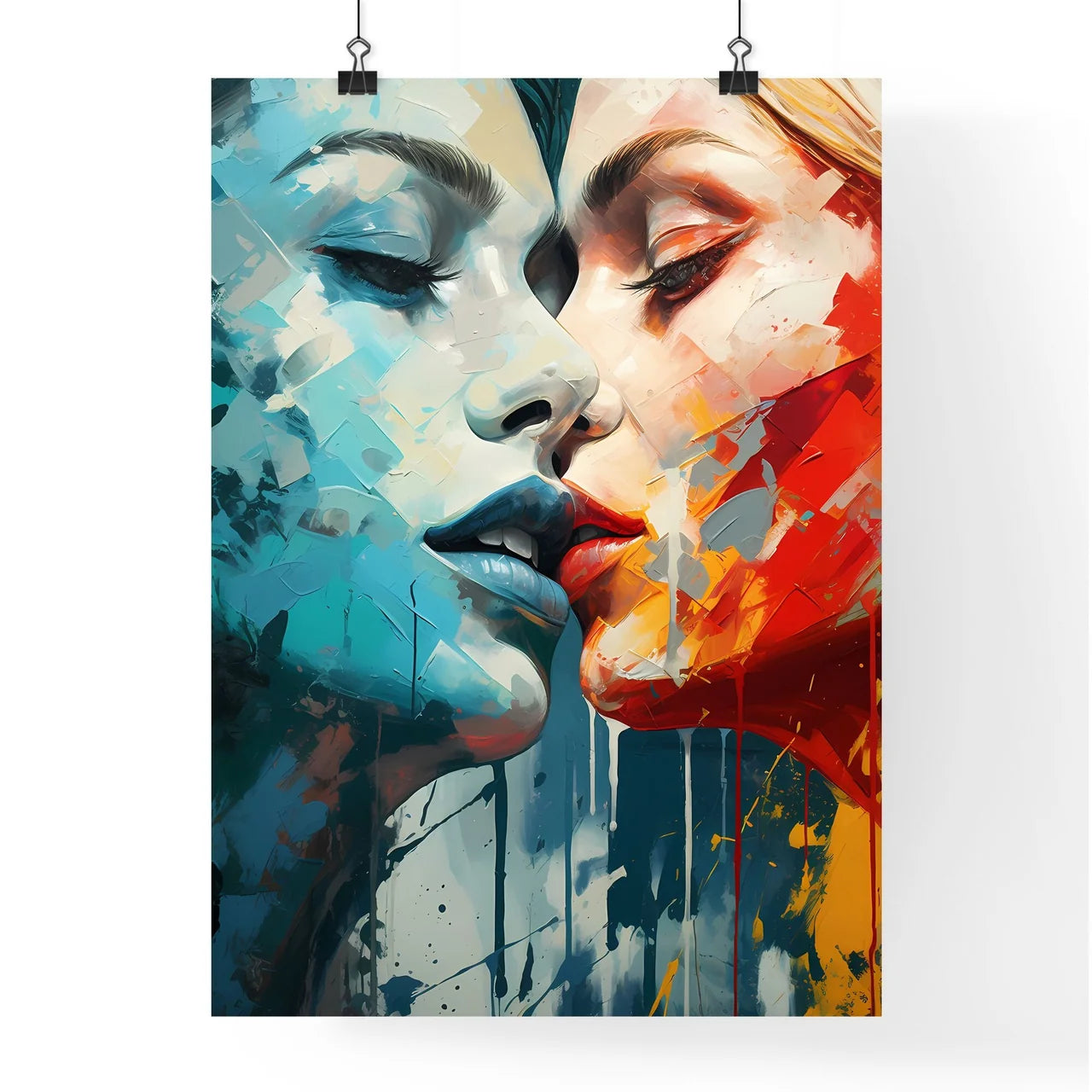 Painting Of Two Women Kissing Art Prin Poster