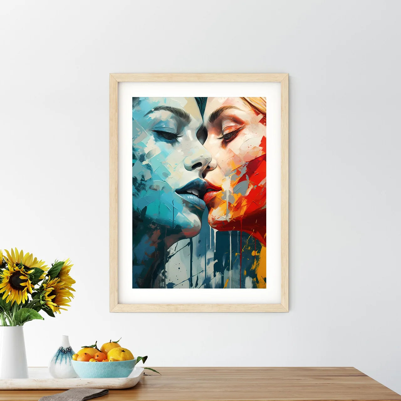 Painting Of Two Women Kissing Art Prin - Kitchen Hangings