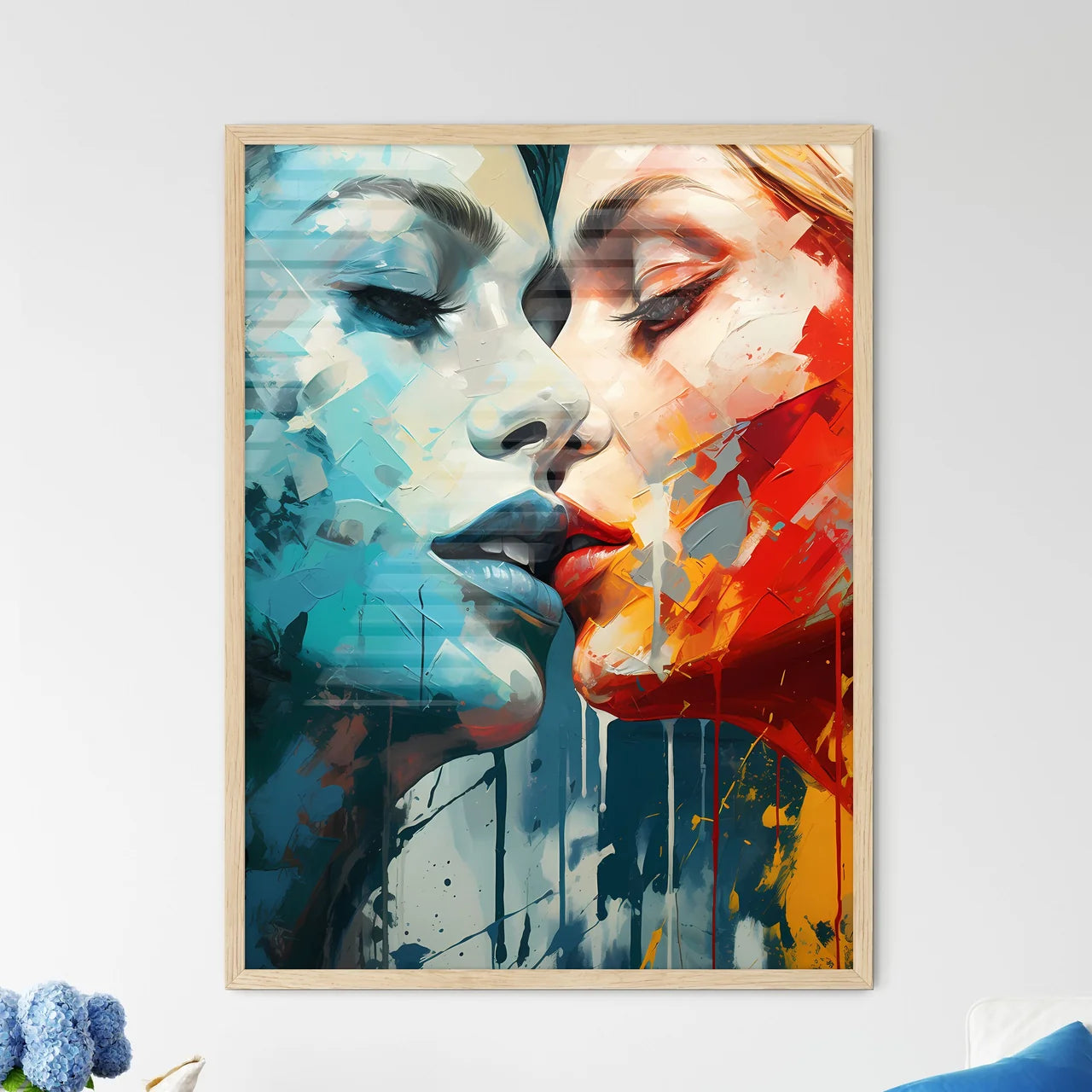 Painting Of Two Women Kissing Art Prin - Framed Art Print