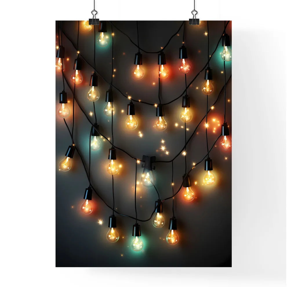 String Of Lights On A Dark Background Art Pr Poster
