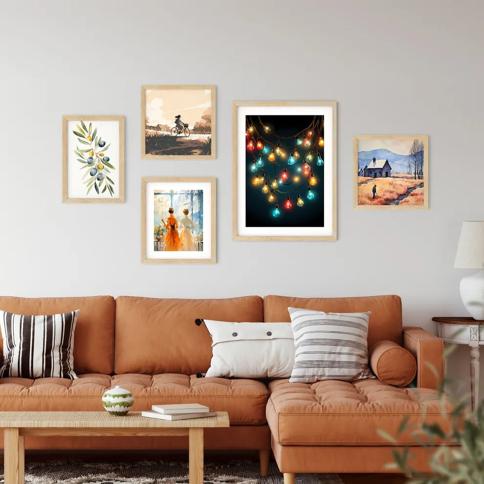 Group Of Colorful Lights Art Prin Framed Print