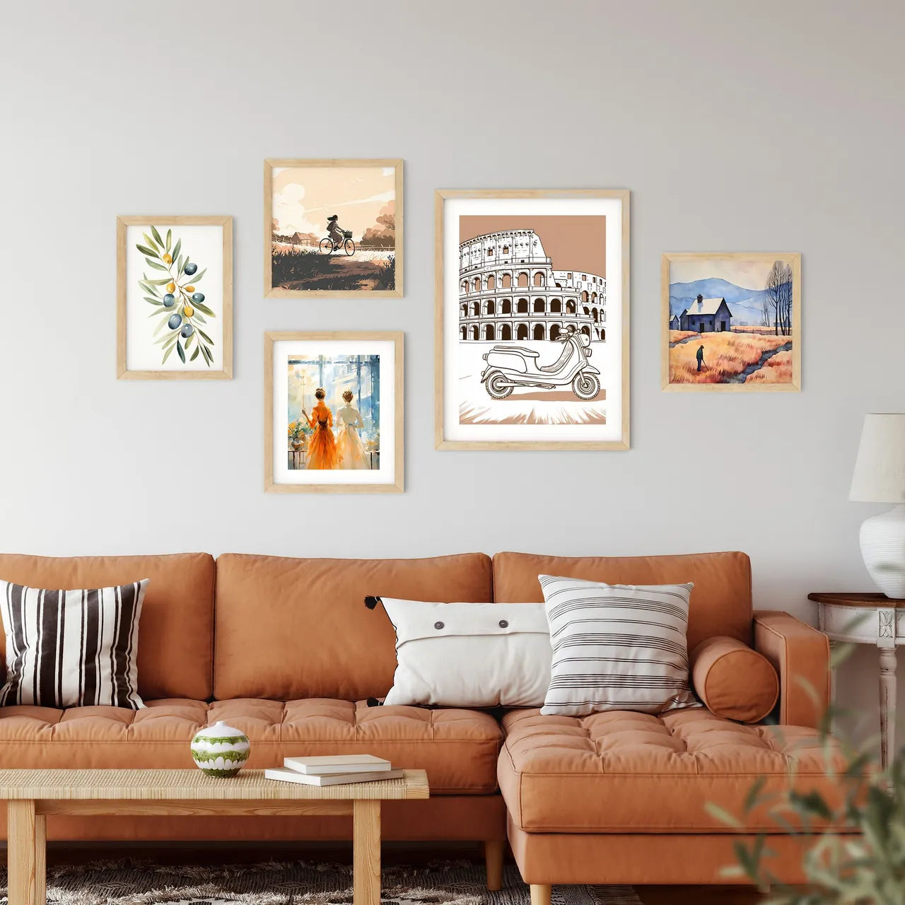 Scooter In Front Of A Circular Building Art Print Custom Print