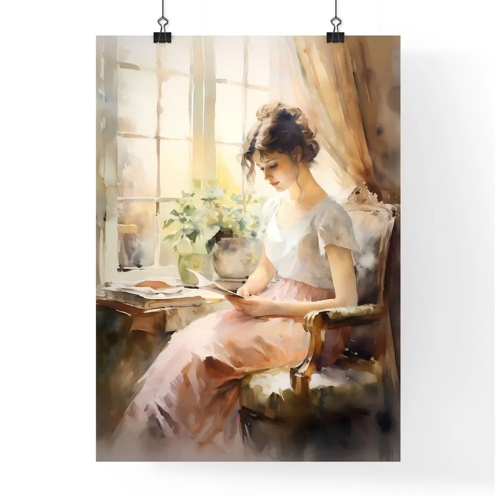 Woman Sitting In A Chair Reading A Book Art  Poster