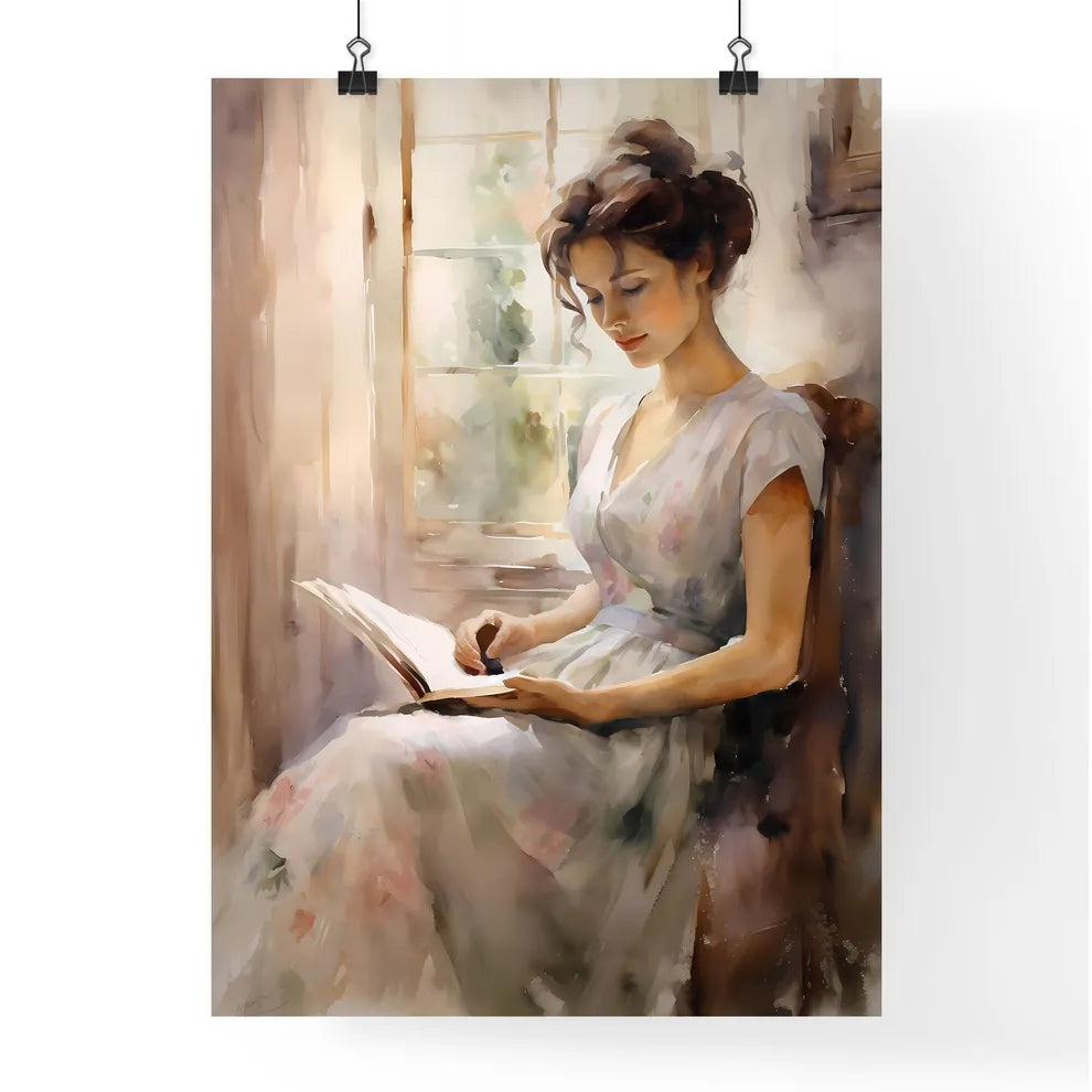 Woman Sitting In A Chair Reading A Book Art  Poster