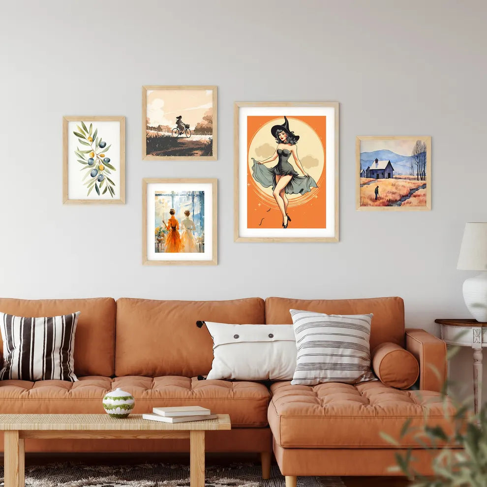 Cartoon Of A Woman In A Dress Art Prin Framed Print