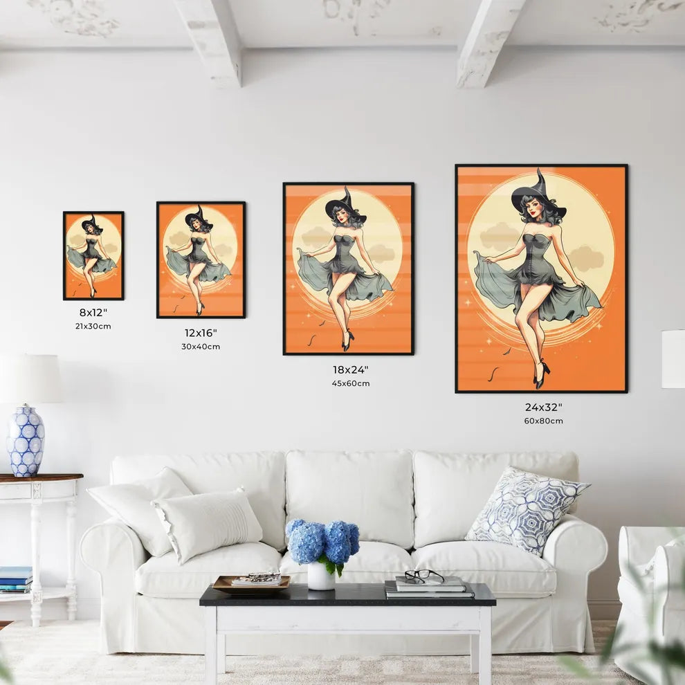 Cartoon Of A Woman In A Dress Art Prin Wall Art