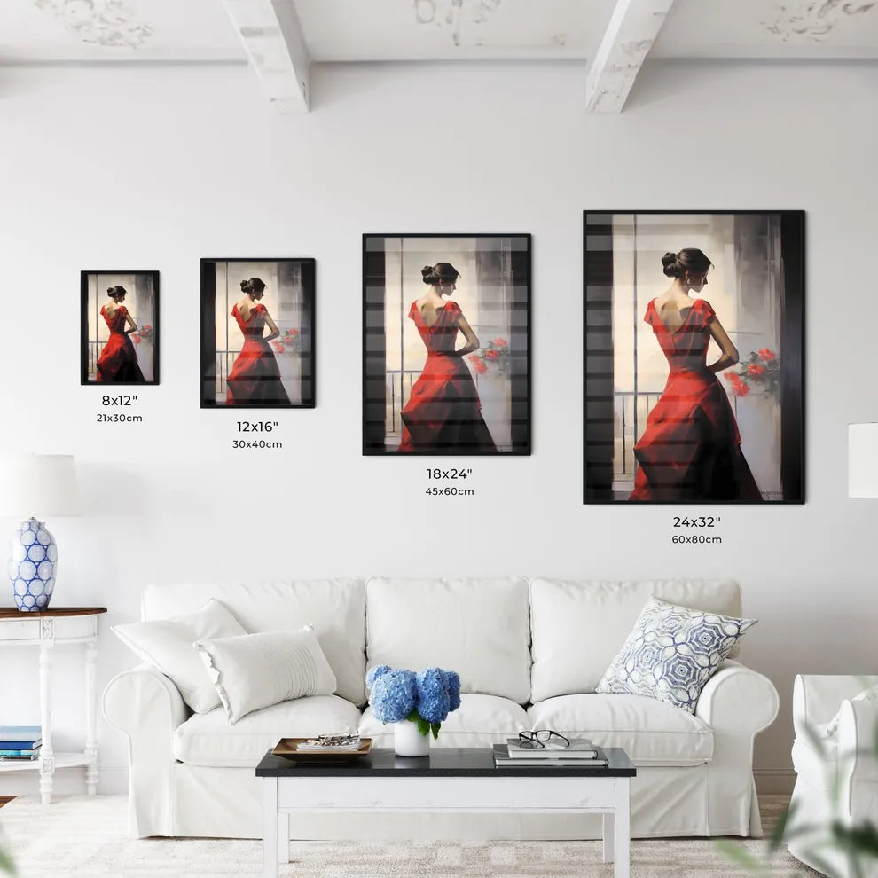 Woman In A Red Dress Art Prin Wall Art