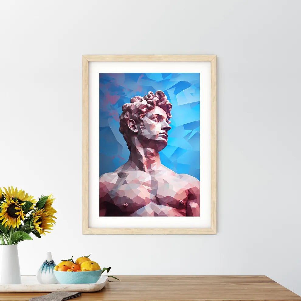 Low Poly Statue Of A Man Art Prin - Kitchen Hangings