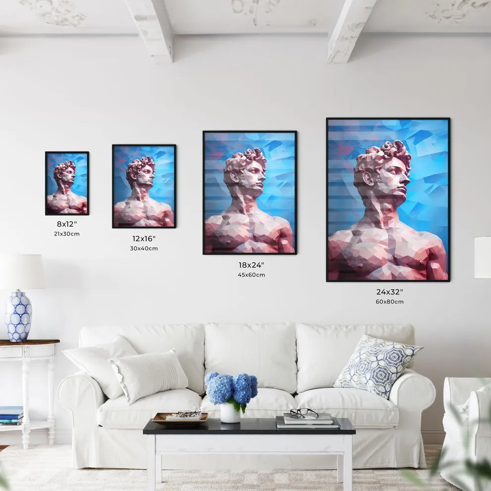 Low Poly Statue Of A Man Art Prin Wall Art