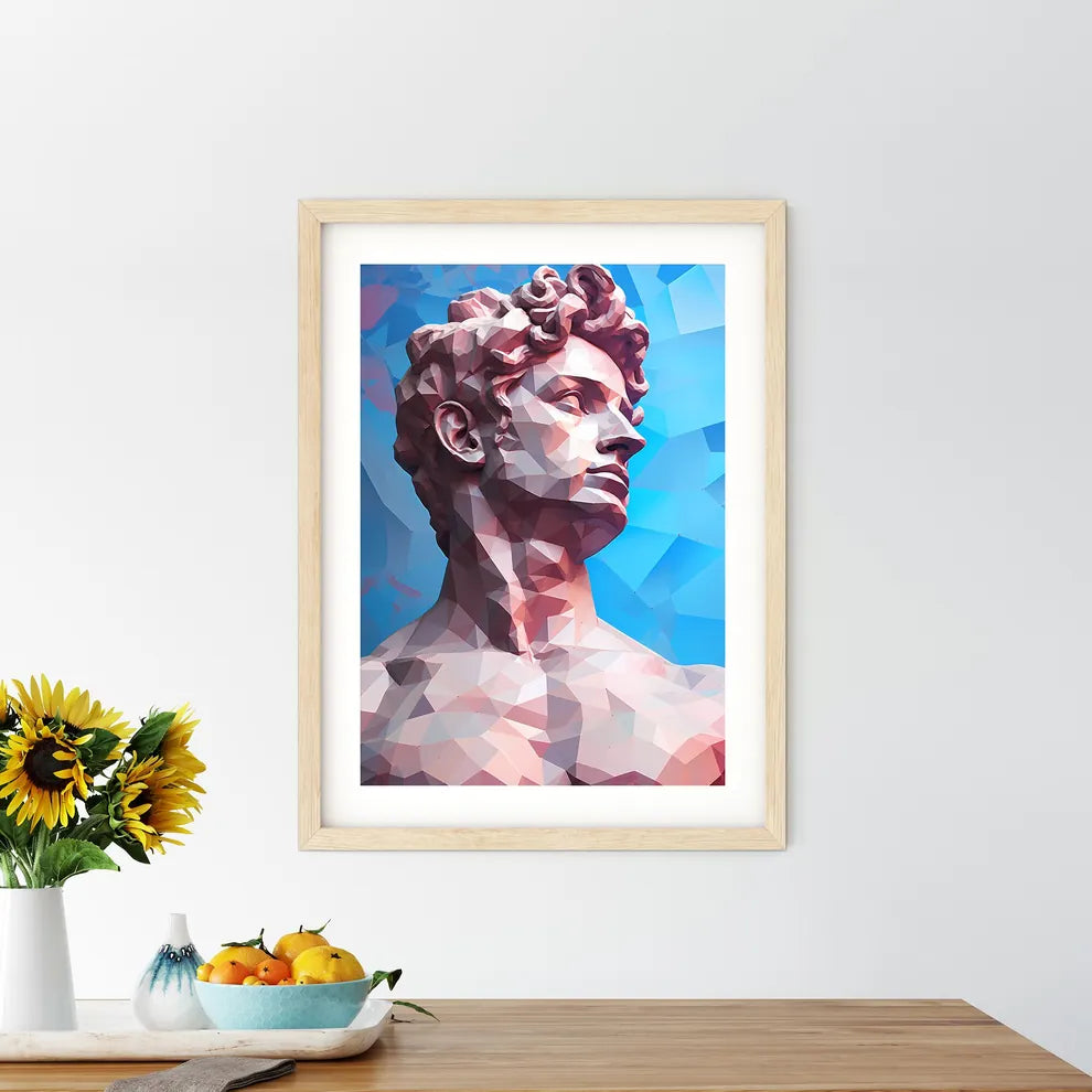 Low Poly Statue Of A Man Art Prin - Kitchen Hangings