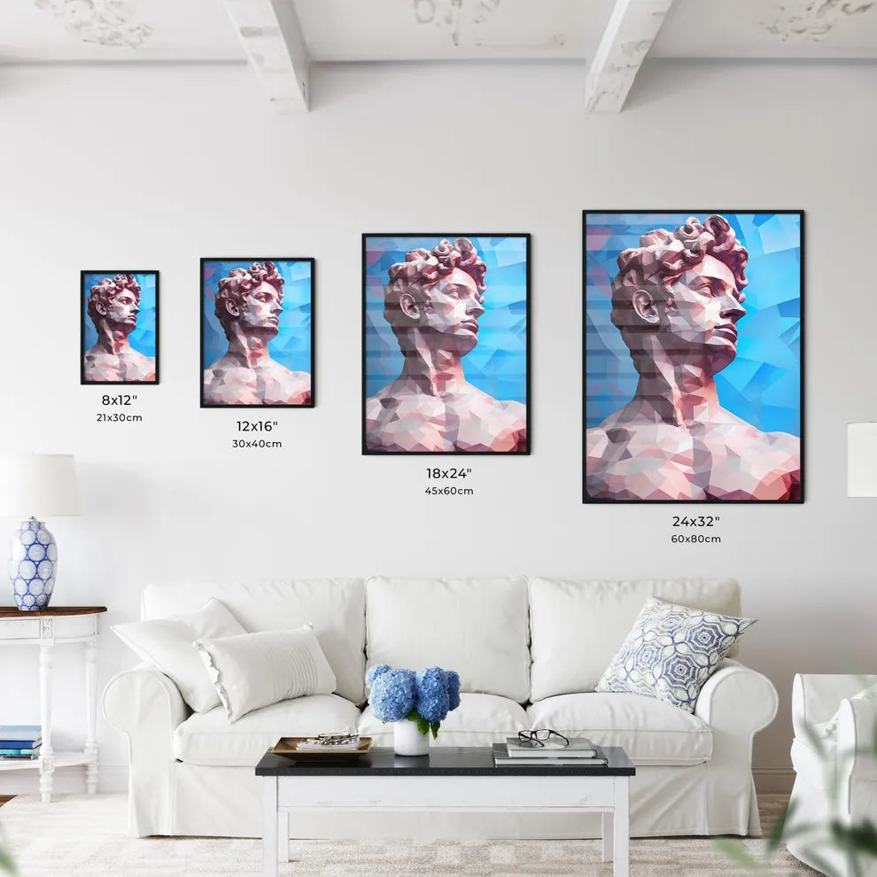 Low Poly Statue Of A Man Art Prin Wall Art