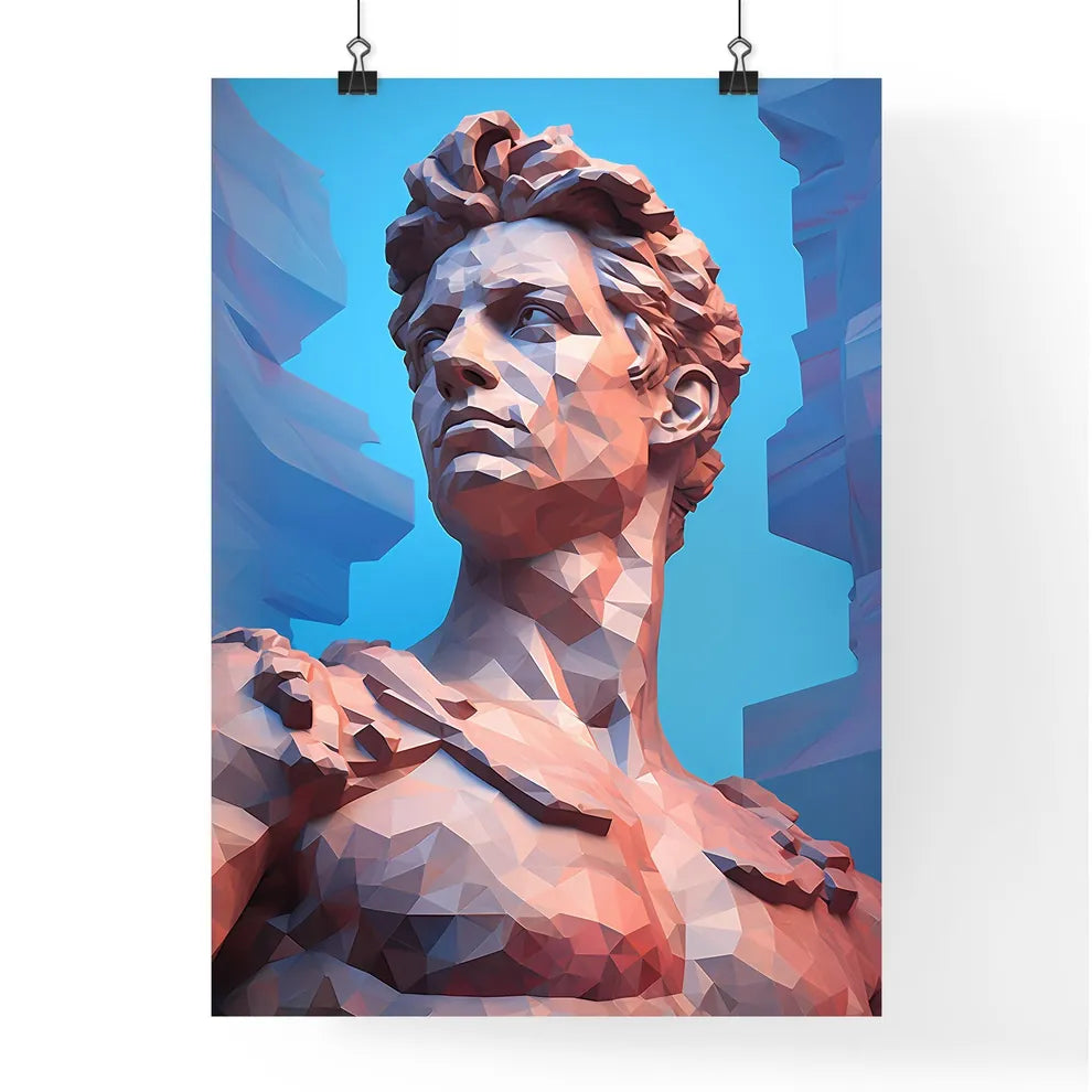 Low Poly Statue Of A Man Art Prin Poster