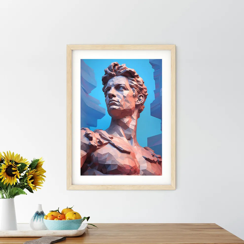 Low Poly Statue Of A Man Art Prin - Kitchen Hangings