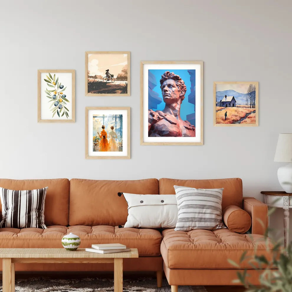 Low Poly Statue Of A Man Art Prin Framed Print