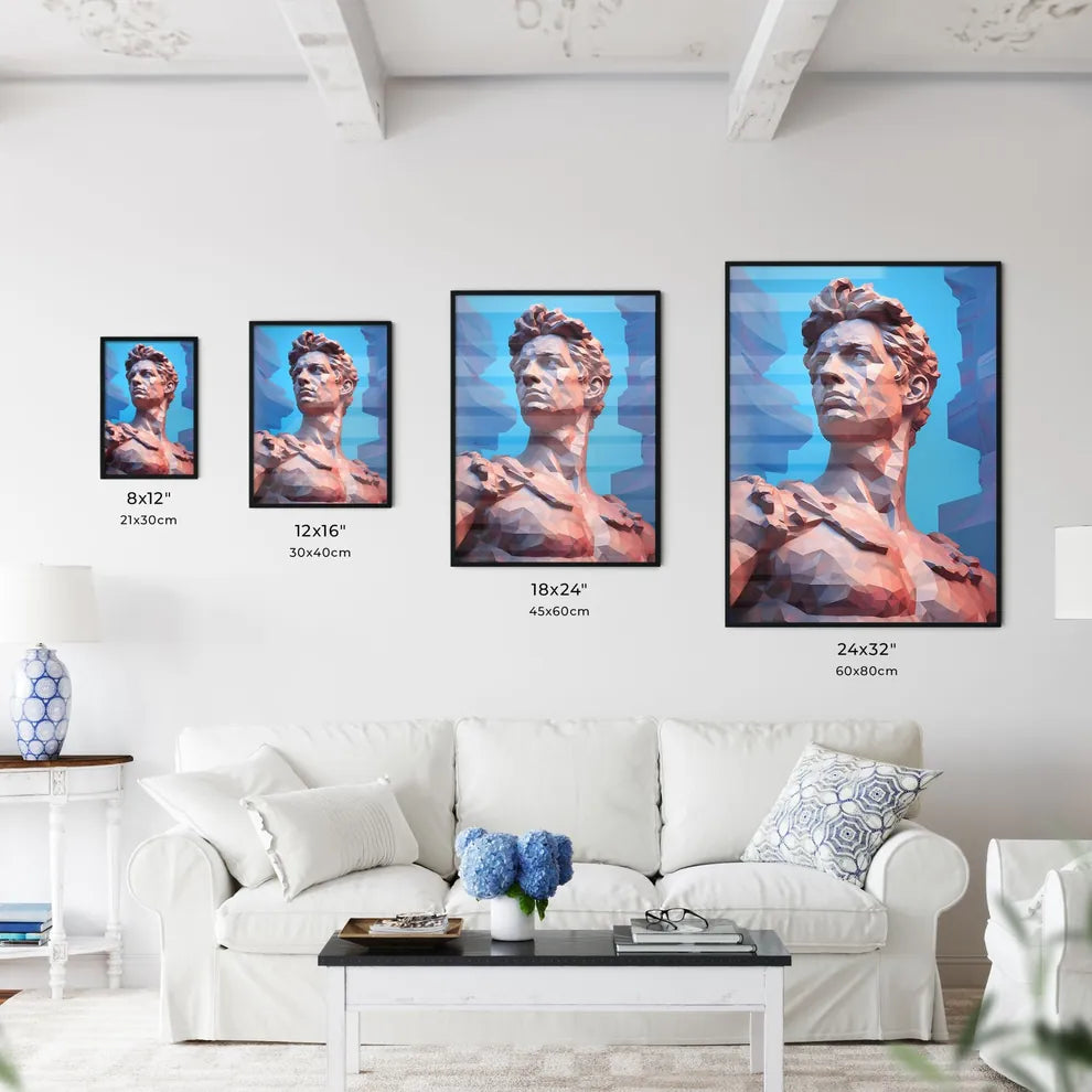 Low Poly Statue Of A Man Art Prin Wall Art