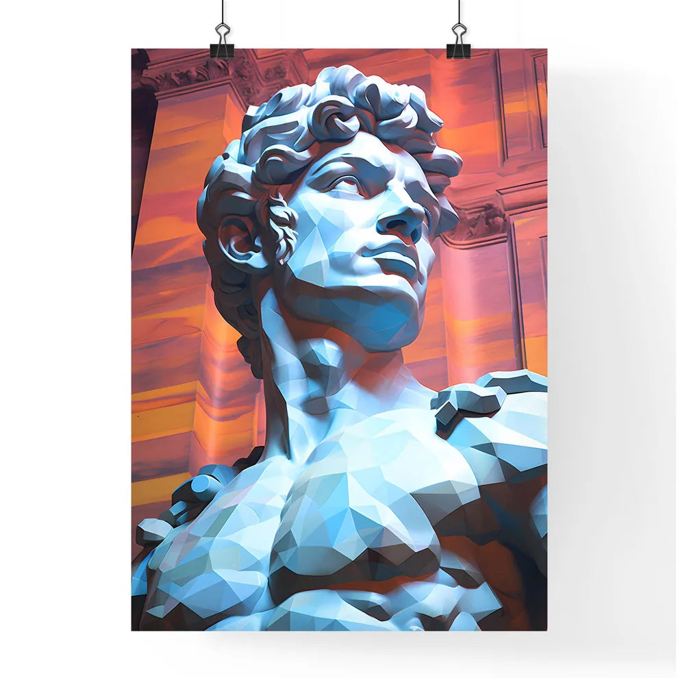 Low Poly Statue Of A Man Art Prin Poster
