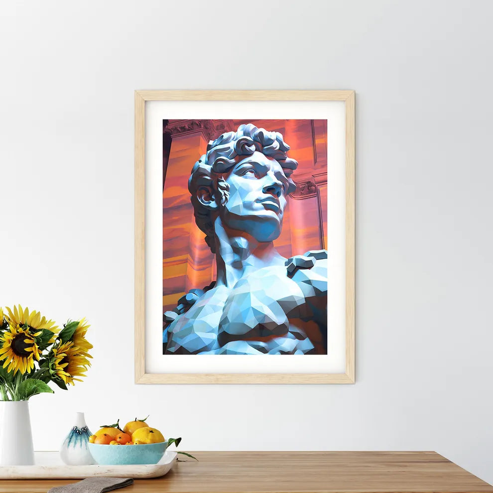 Low Poly Statue Of A Man Art Prin - Kitchen Hangings