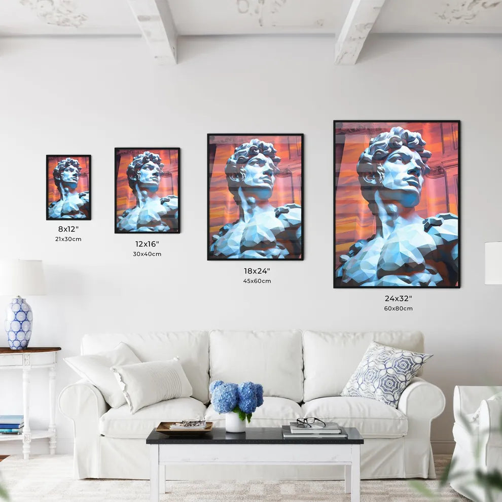 Low Poly Statue Of A Man Art Prin Wall Art