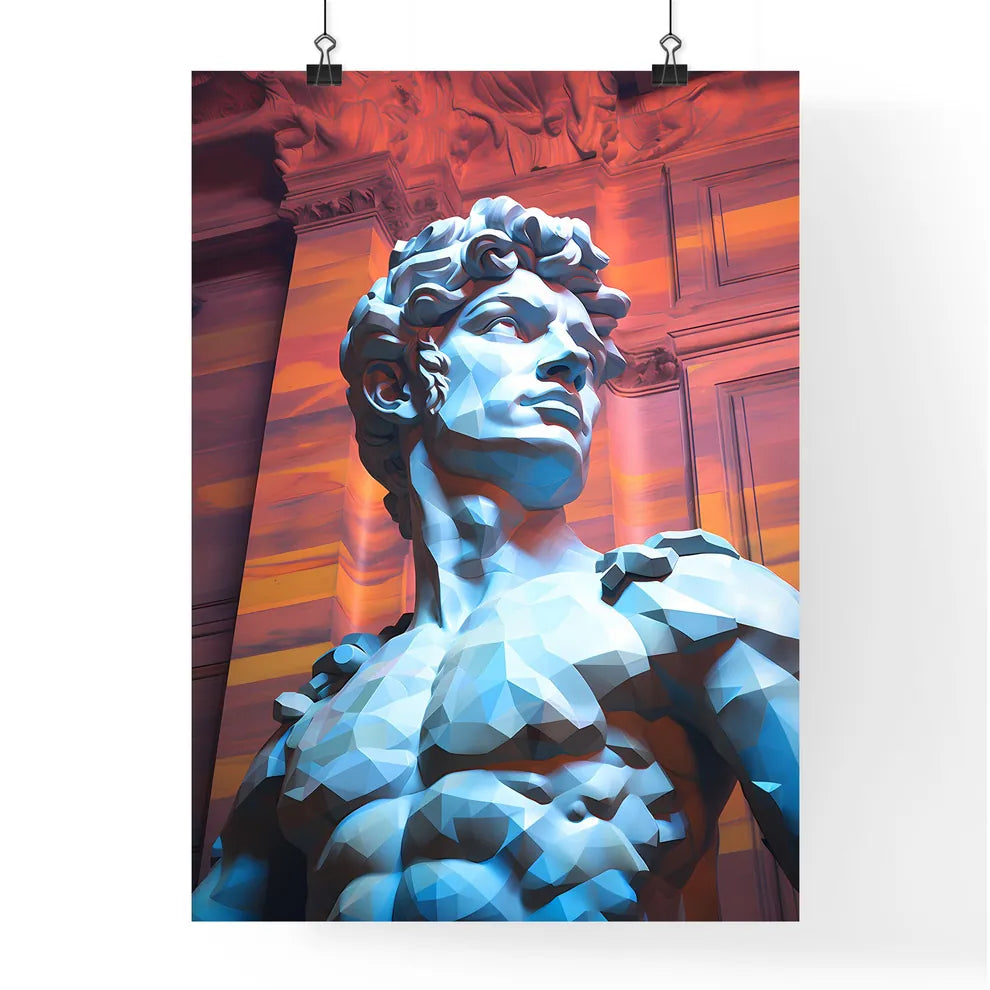 Low Poly Statue Of A Man Art Prin Poster