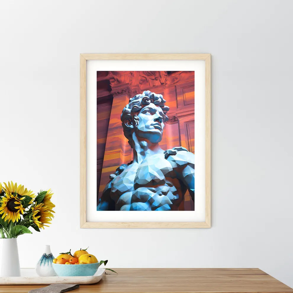 Low Poly Statue Of A Man Art Prin - Kitchen Hangings