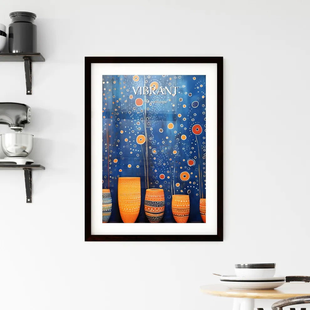 Group Of Orange And Blue Vases Art Prin Framed Print