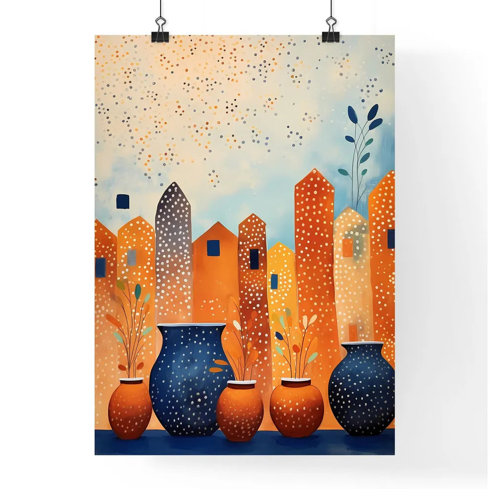 Painting Of A City With Vases Art Prin Poster