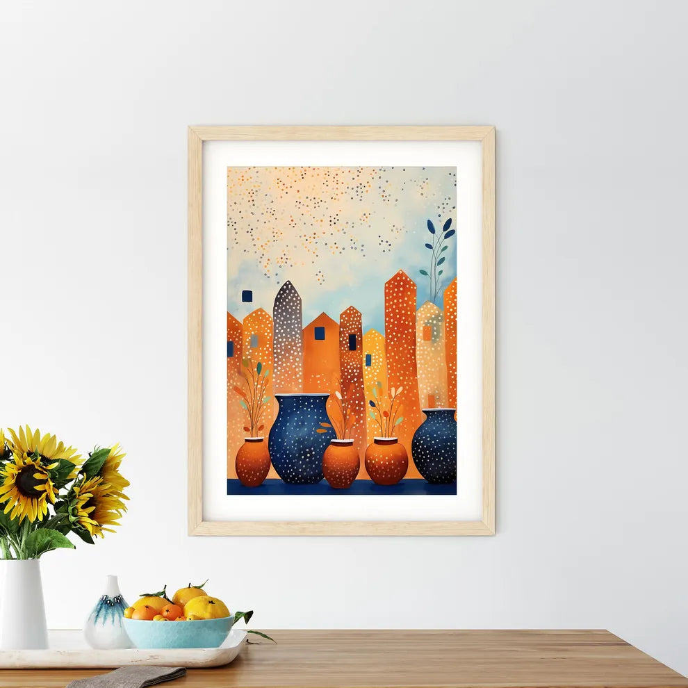 Painting Of A City With Vases Art Prin - Kitchen Hangings