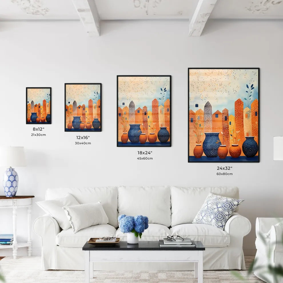 Painting Of A City With Vases Art Prin Wall Art