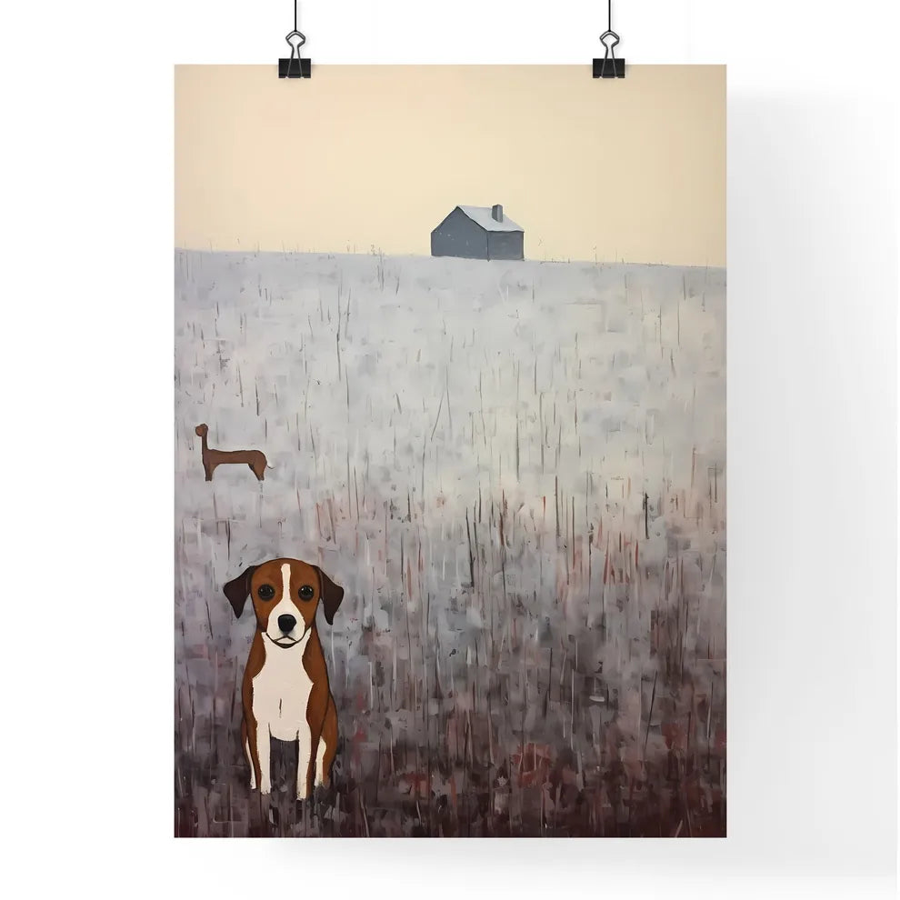 Painting Of A Dog In A Field  Poster