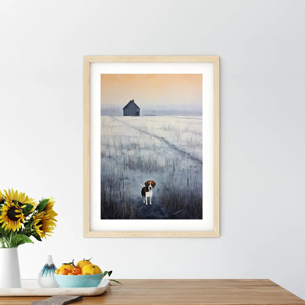 Dog Standing In A Field With  Size Chart