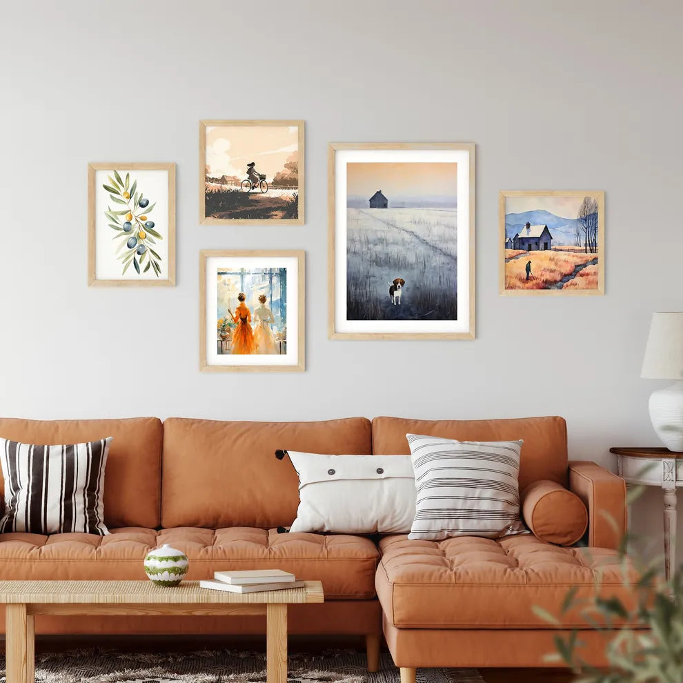 Dog Standing In A Field With  Framed Print