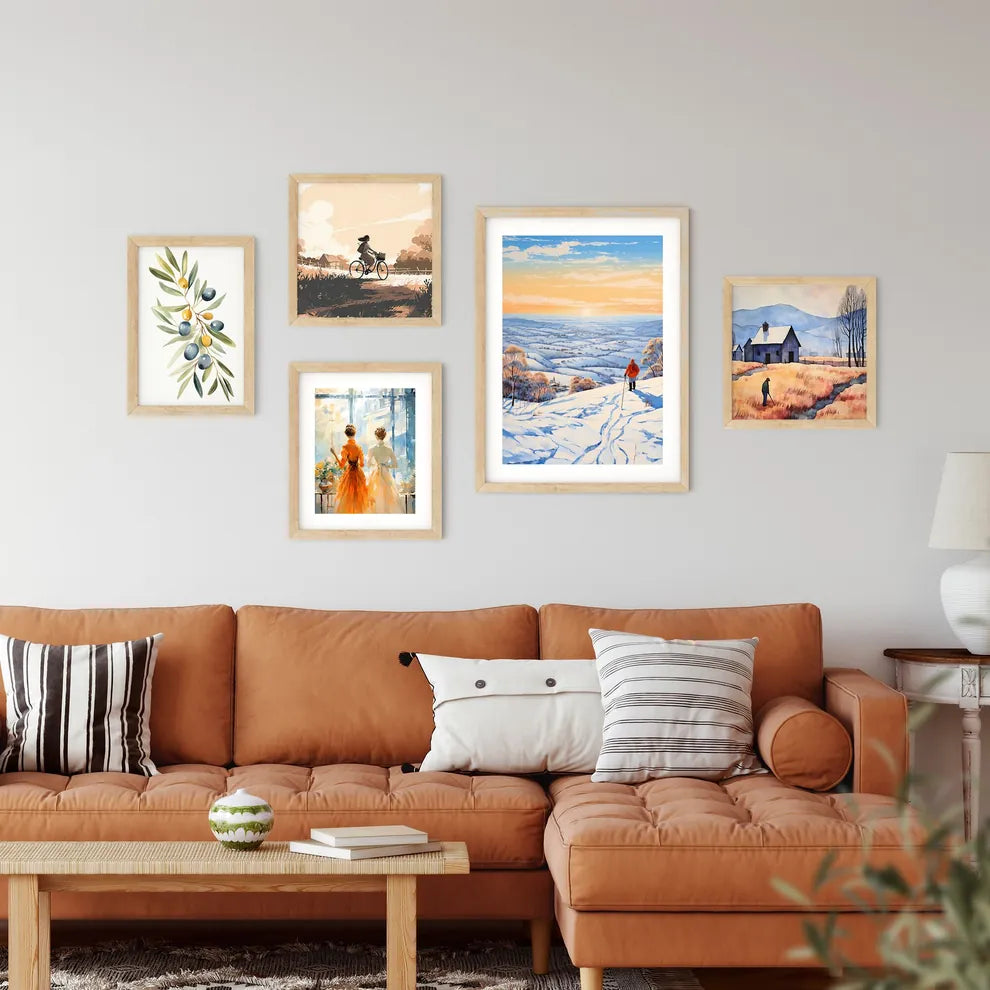 Person Walking On A Snowy Hill Art Prin Framed Print