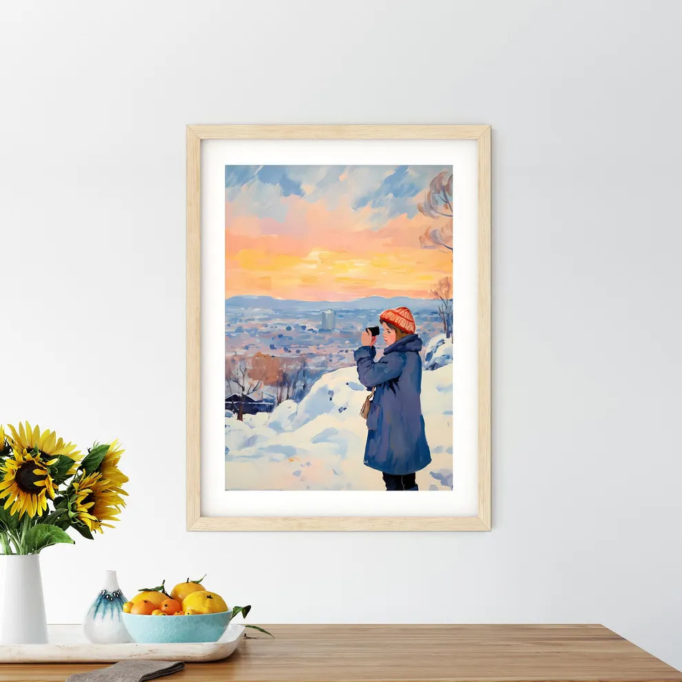 Woman Taking A Picture Of A City Art Prin - Kitchen Hangings