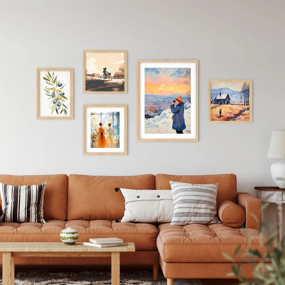 Woman Taking A Picture Of A City Art Prin Framed Print