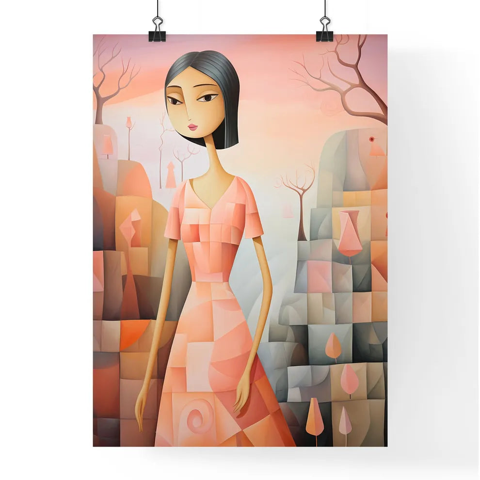 Painting Of A Woman In A Pink Dress Art Prin Poster