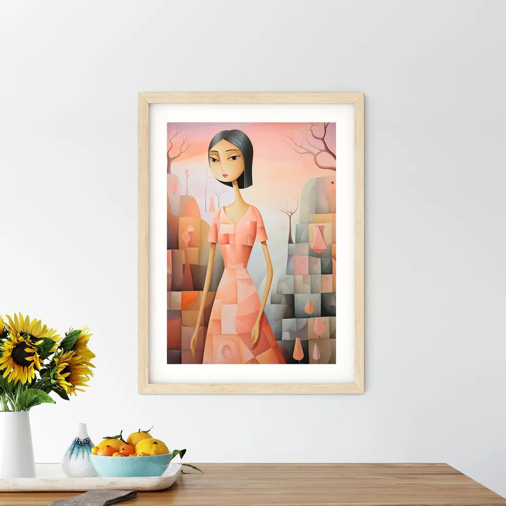 Painting Of A Woman In A Pink Dress Art Prin - Kitchen Hangings