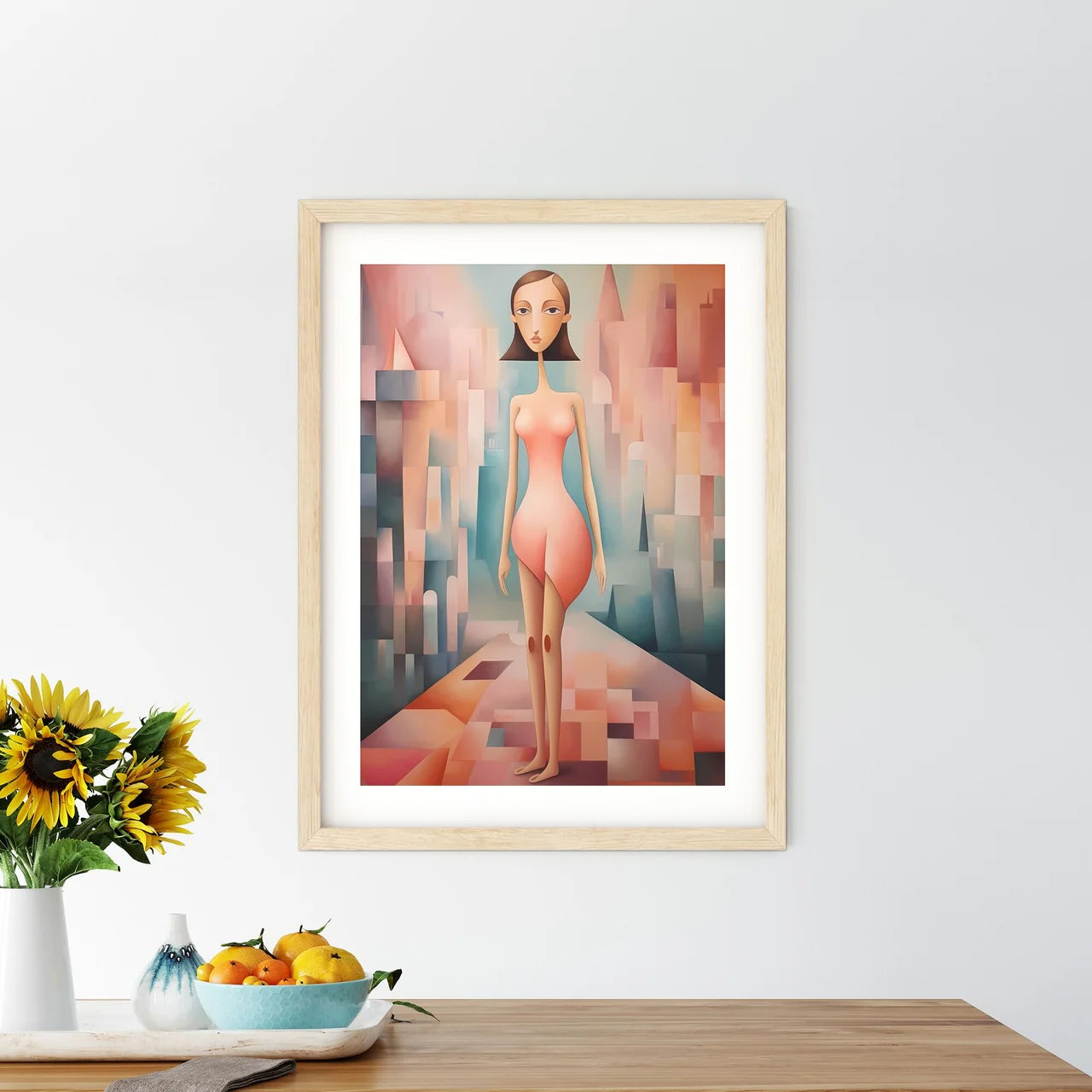 Painting Of A Woman In A Pink Dress Art Prin - Kitchen Hangings
