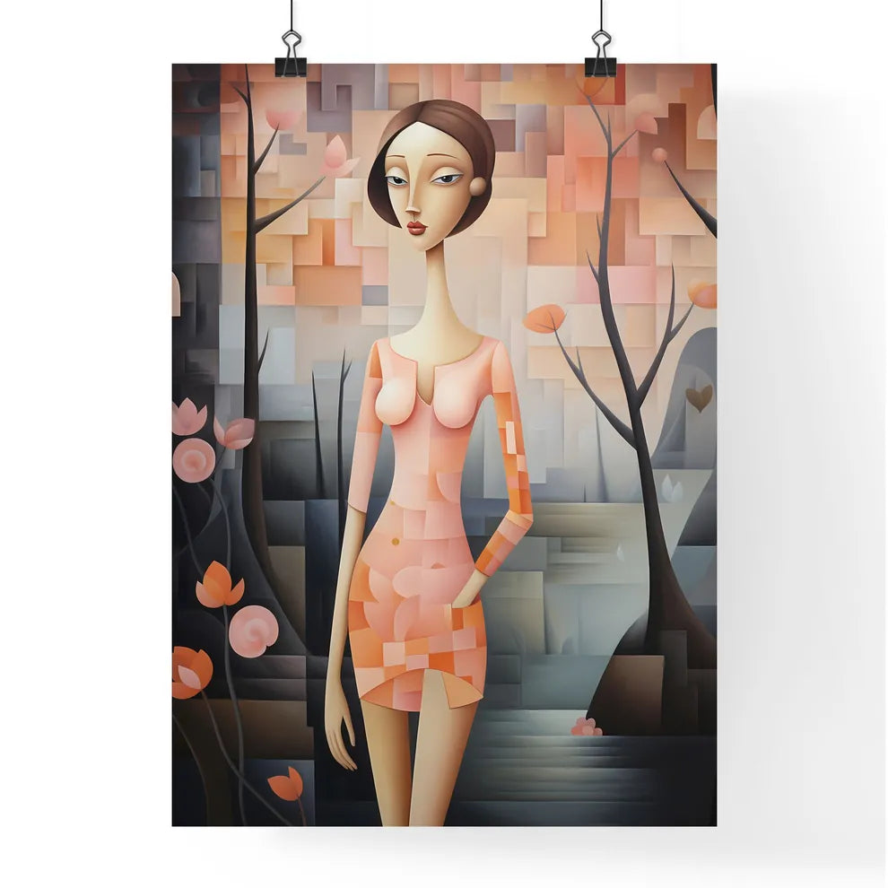 Painting Of A Woman In A Pink Dress Art Prin Poster