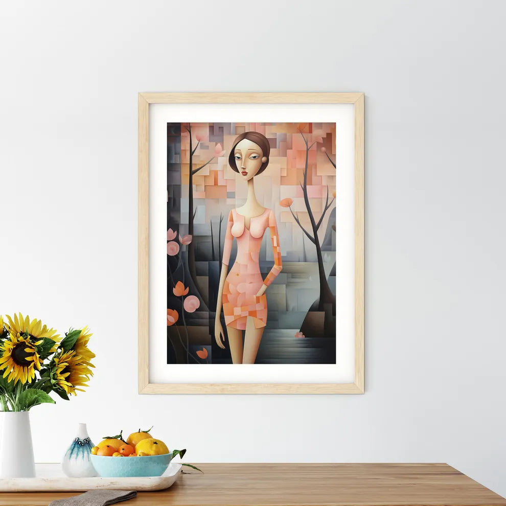 Painting Of A Woman In A Pink Dress Art Prin - Kitchen Hangings