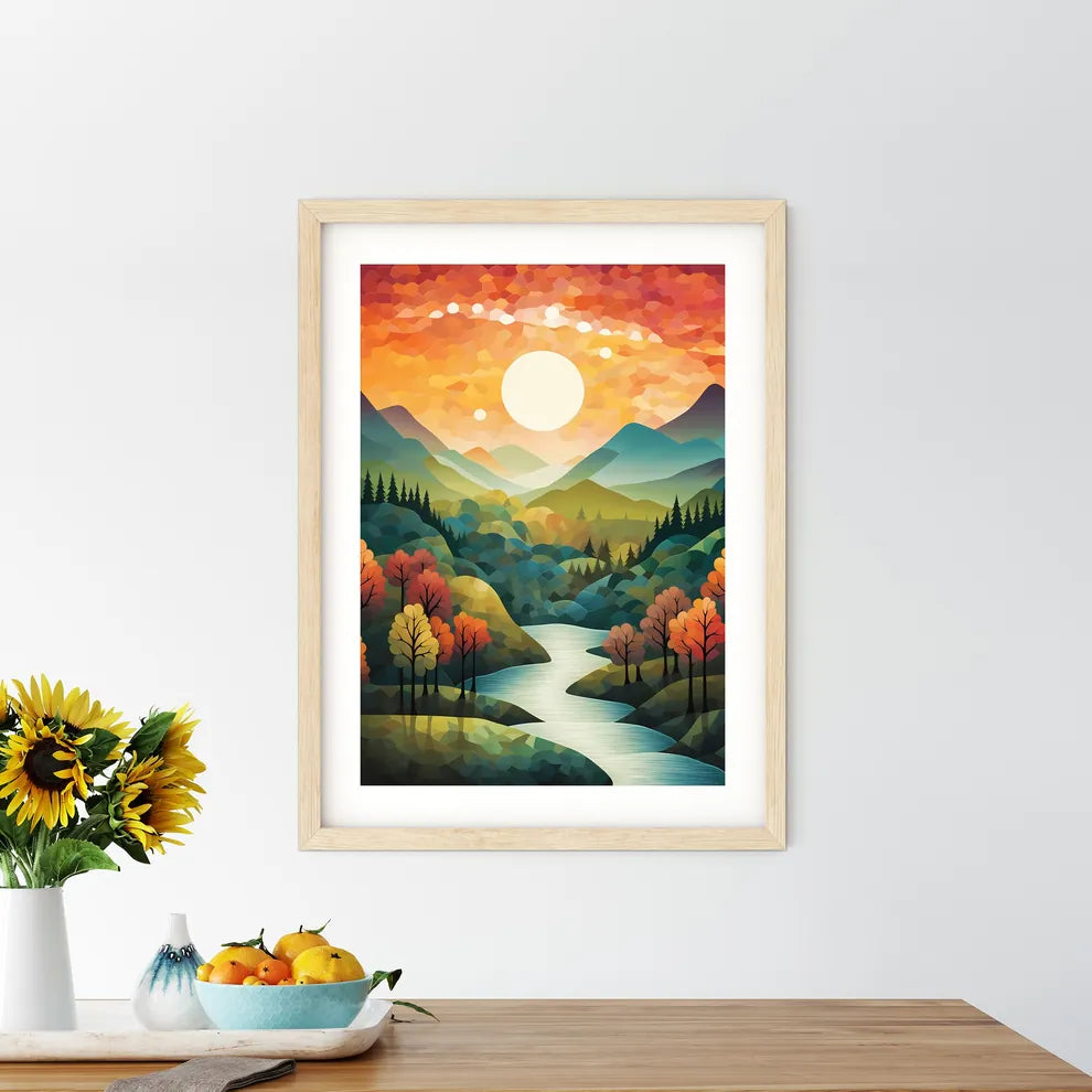 River Running Through A Valley With Trees An - Kitchen Hangings