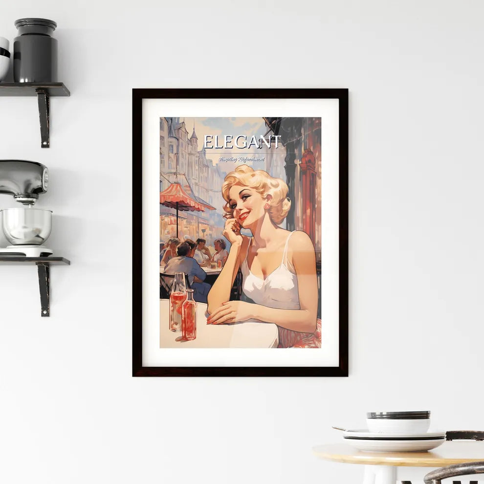Woman Sitting At A Table With Drinks And A P Framed Print
