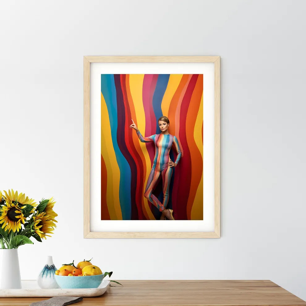 Woman In A Bodysuit Pointing Up Art Prin - Kitchen Hangings